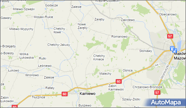 mapa Chełchy Kmiece, Chełchy Kmiece na mapie Targeo