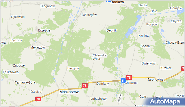 mapa Chlewska Wola, Chlewska Wola na mapie Targeo