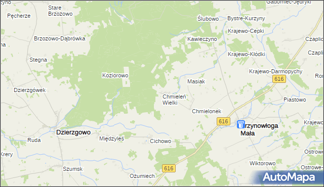 mapa Chmieleń Wielki, Chmieleń Wielki na mapie Targeo