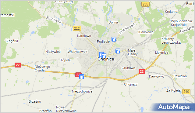 mapa Chojnic, Chojnice na mapie Targeo