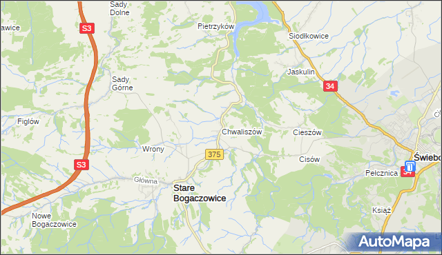 mapa Chwaliszów, Chwaliszów na mapie Targeo