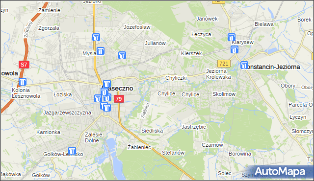 mapa Chylice gmina Piaseczno, Chylice gmina Piaseczno na mapie Targeo