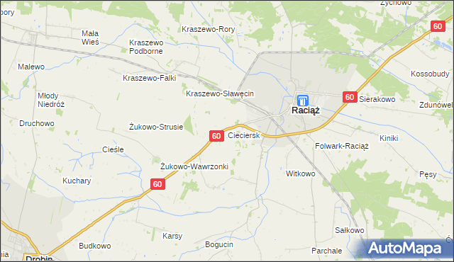 mapa Cieciersk, Cieciersk na mapie Targeo