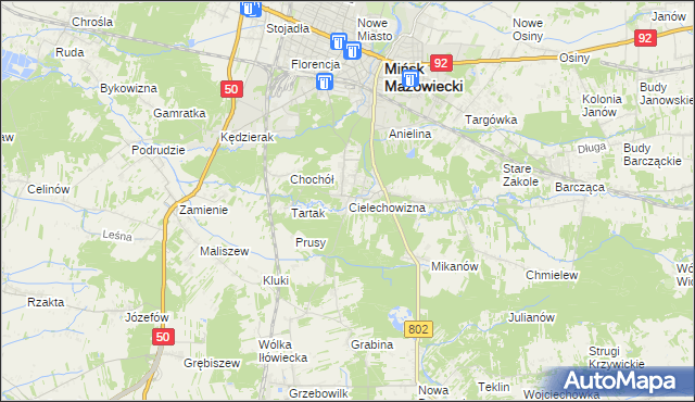 mapa Cielechowizna, Cielechowizna na mapie Targeo