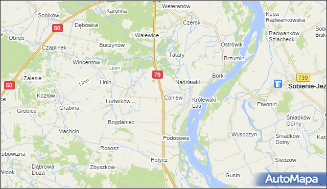 mapa Coniew, Coniew na mapie Targeo