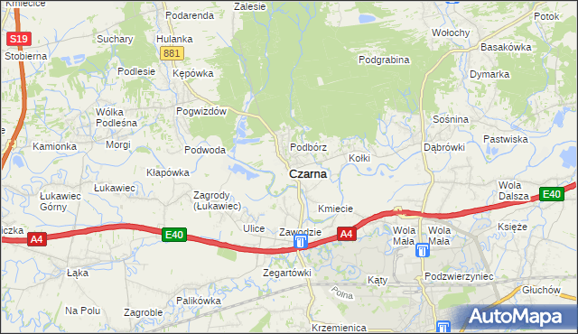 mapa Czarna powiat łańcucki, Czarna powiat łańcucki na mapie Targeo