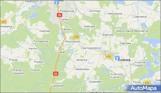 mapa Czarnogoździce, Czarnogoździce na mapie Targeo