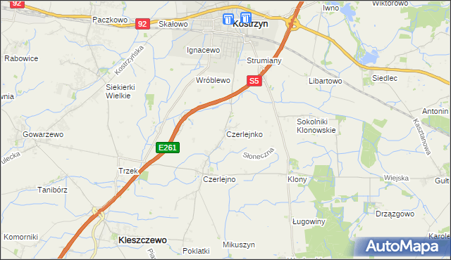 mapa Czerlejnko, Czerlejnko na mapie Targeo