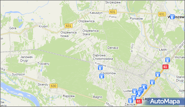 mapa Dąbrowa Chotomowska, Dąbrowa Chotomowska na mapie Targeo
