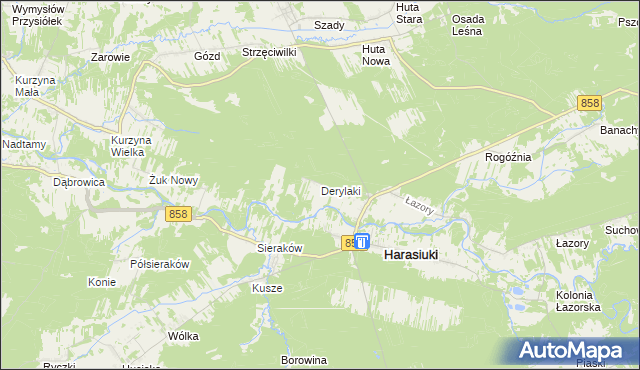 mapa Derylaki, Derylaki na mapie Targeo
