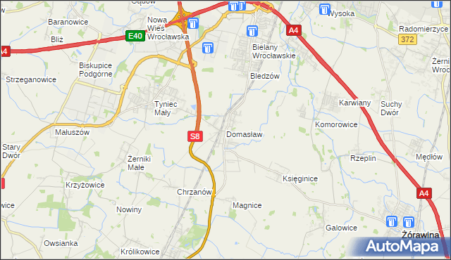 mapa Domasław, Domasław na mapie Targeo