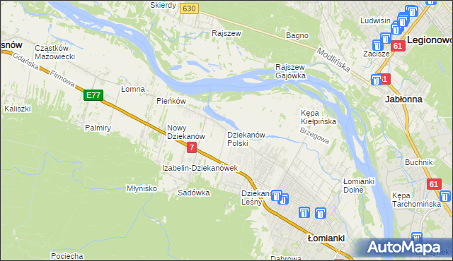 mapa Dziekanów Polski, Dziekanów Polski na mapie Targeo