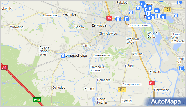 mapa Dziekaństwo, Dziekaństwo na mapie Targeo
