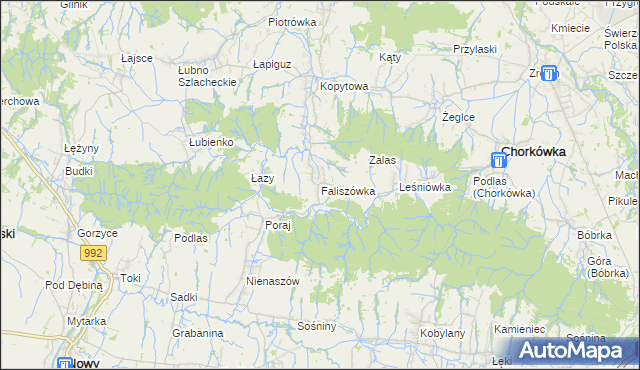 mapa Faliszówka, Faliszówka na mapie Targeo