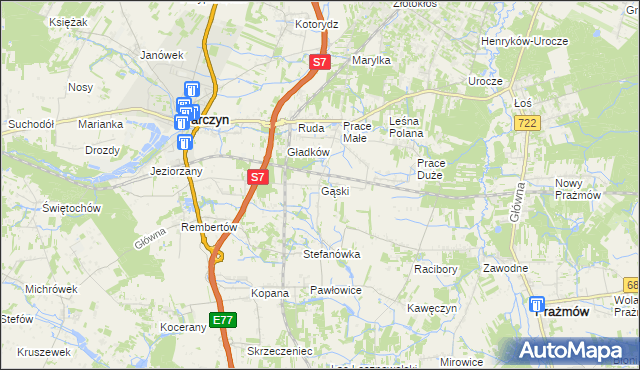 mapa Gąski gmina Tarczyn, Gąski gmina Tarczyn na mapie Targeo