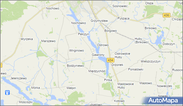 mapa Gawrony gmina Dolsk, Gawrony gmina Dolsk na mapie Targeo