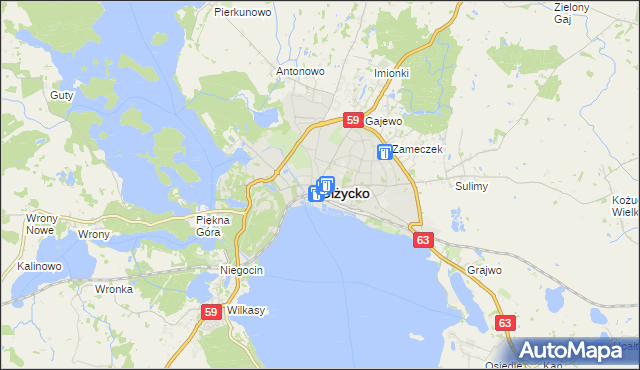 mapa Giżycko, Giżycko na mapie Targeo