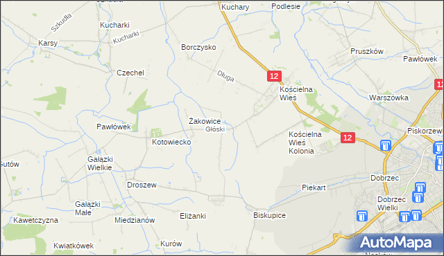 mapa Głóski, Głóski na mapie Targeo