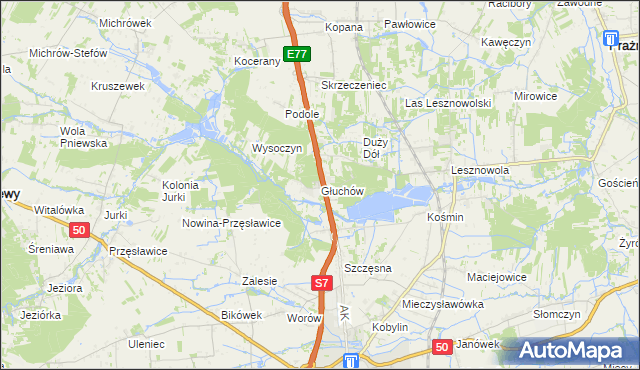 mapa Głuchów gmina Grójec, Głuchów gmina Grójec na mapie Targeo
