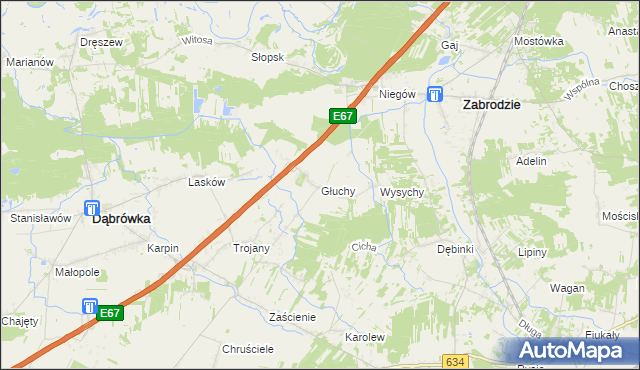 mapa Głuchy, Głuchy na mapie Targeo