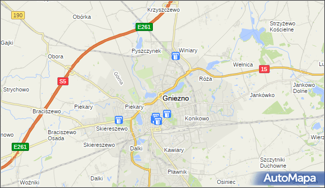 mapa Gniezna, Gniezno na mapie Targeo