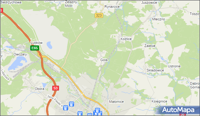 mapa Gola gmina Lubin, Gola gmina Lubin na mapie Targeo