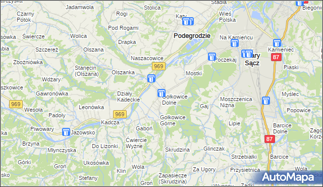 mapa Gołkowice Dolne, Gołkowice Dolne na mapie Targeo