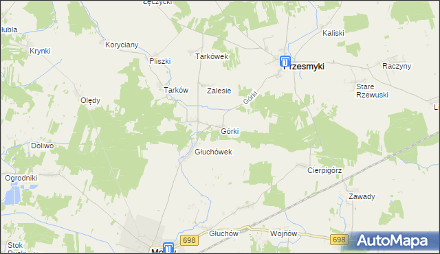 mapa Górki gmina Przesmyki, Górki gmina Przesmyki na mapie Targeo