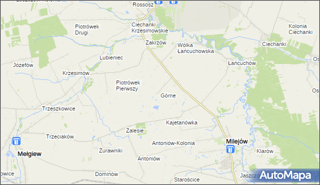 mapa Górne gmina Milejów, Górne gmina Milejów na mapie Targeo