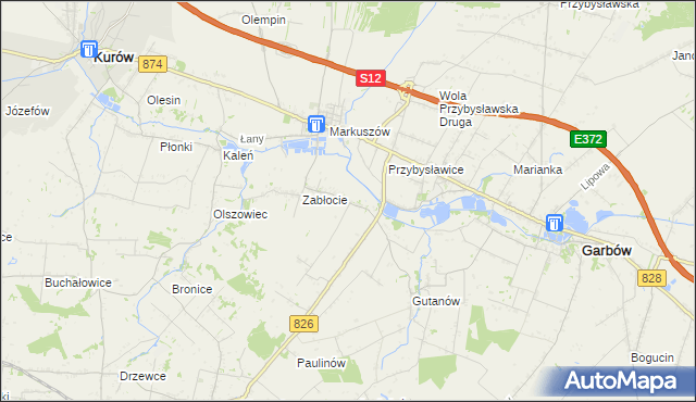 mapa Góry gmina Markuszów, Góry gmina Markuszów na mapie Targeo