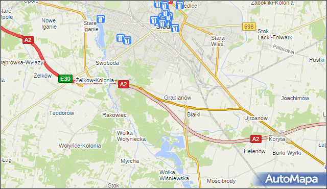 mapa Grabianów, Grabianów na mapie Targeo