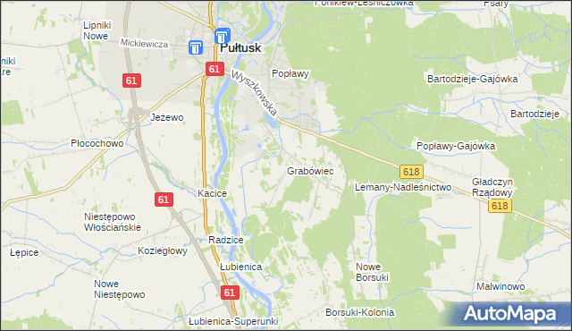 mapa Grabówiec gmina Pułtusk, Grabówiec gmina Pułtusk na mapie Targeo