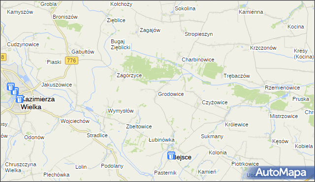 mapa Grodowice, Grodowice na mapie Targeo