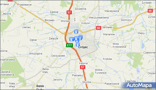 mapa Grójec, Grójec na mapie Targeo