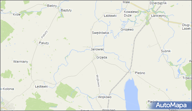 mapa Grzęda gmina Bisztynek, Grzęda gmina Bisztynek na mapie Targeo