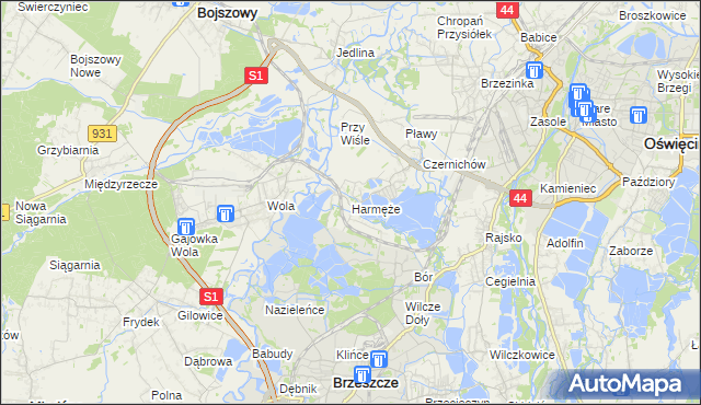 mapa Harmęże, Harmęże na mapie Targeo