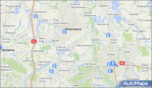 mapa Hecznarowice, Hecznarowice na mapie Targeo