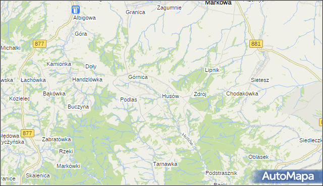 mapa Husów, Husów na mapie Targeo