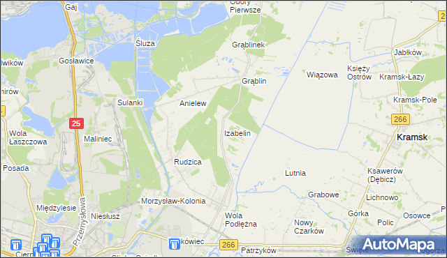 mapa Izabelin gmina Kramsk, Izabelin gmina Kramsk na mapie Targeo
