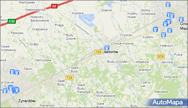 mapa Jaktorów-Kolonia, Jaktorów-Kolonia na mapie Targeo