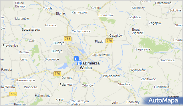 mapa Jakuszowice, Jakuszowice na mapie Targeo