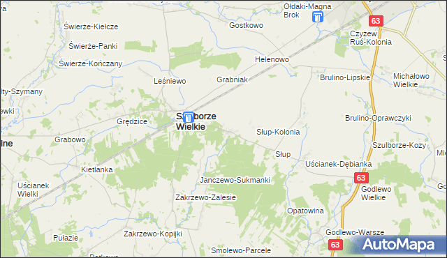 mapa Janczewo Wielkie, Janczewo Wielkie na mapie Targeo