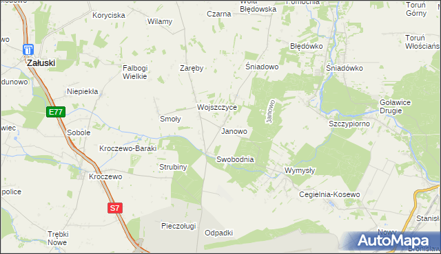 mapa Janowo gmina Zakroczym, Janowo gmina Zakroczym na mapie Targeo