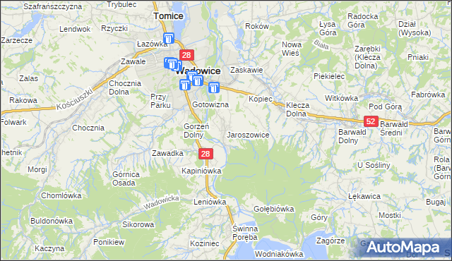 mapa Jaroszowice, Jaroszowice na mapie Targeo