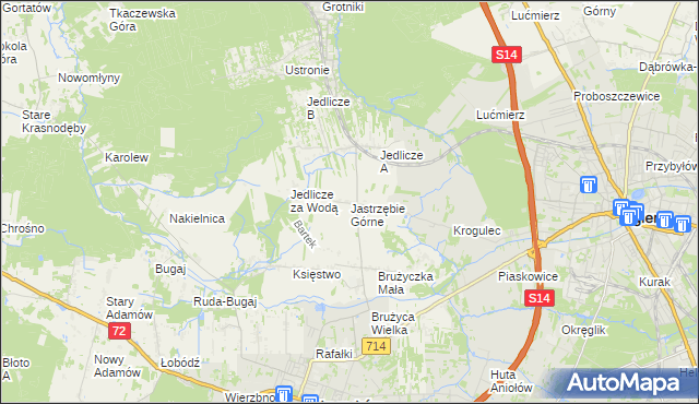 mapa Jastrzębie Górne, Jastrzębie Górne na mapie Targeo