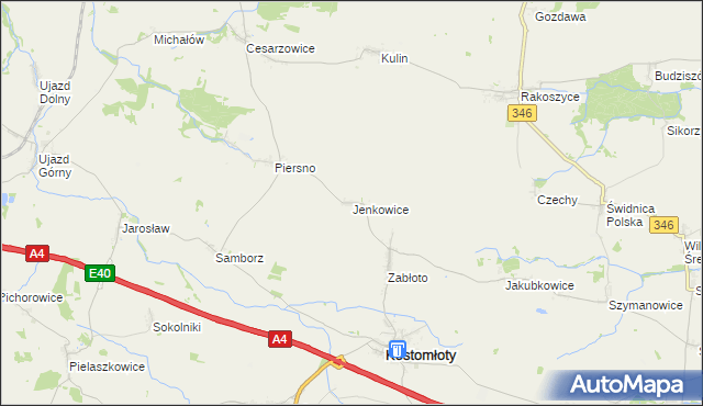 mapa Jenkowice gmina Kostomłoty, Jenkowice gmina Kostomłoty na mapie Targeo