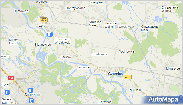 mapa Jeszkowice, Jeszkowice na mapie Targeo
