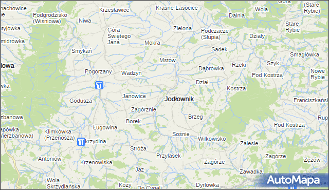 mapa Jodłownik, Jodłownik na mapie Targeo