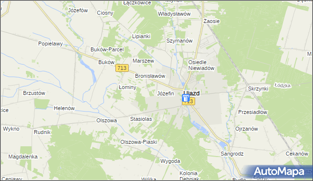 mapa Józefin gmina Ujazd, Józefin gmina Ujazd na mapie Targeo