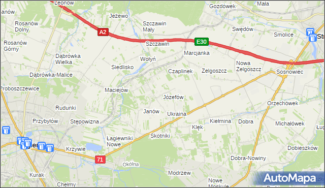 mapa Józefów gmina Zgierz, Józefów gmina Zgierz na mapie Targeo